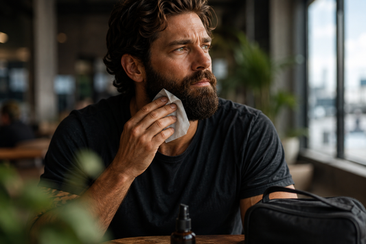 Man taking care of his beard's hygiene