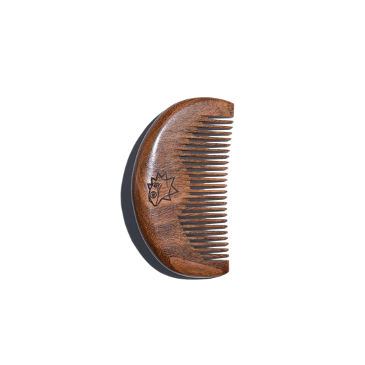 Wooden comb with a BEARDMATE logo engraved